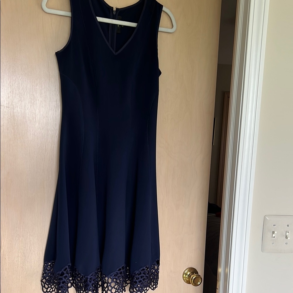 Elegant Blue V-Neck A-Line Midi Dress for Cocktail Events